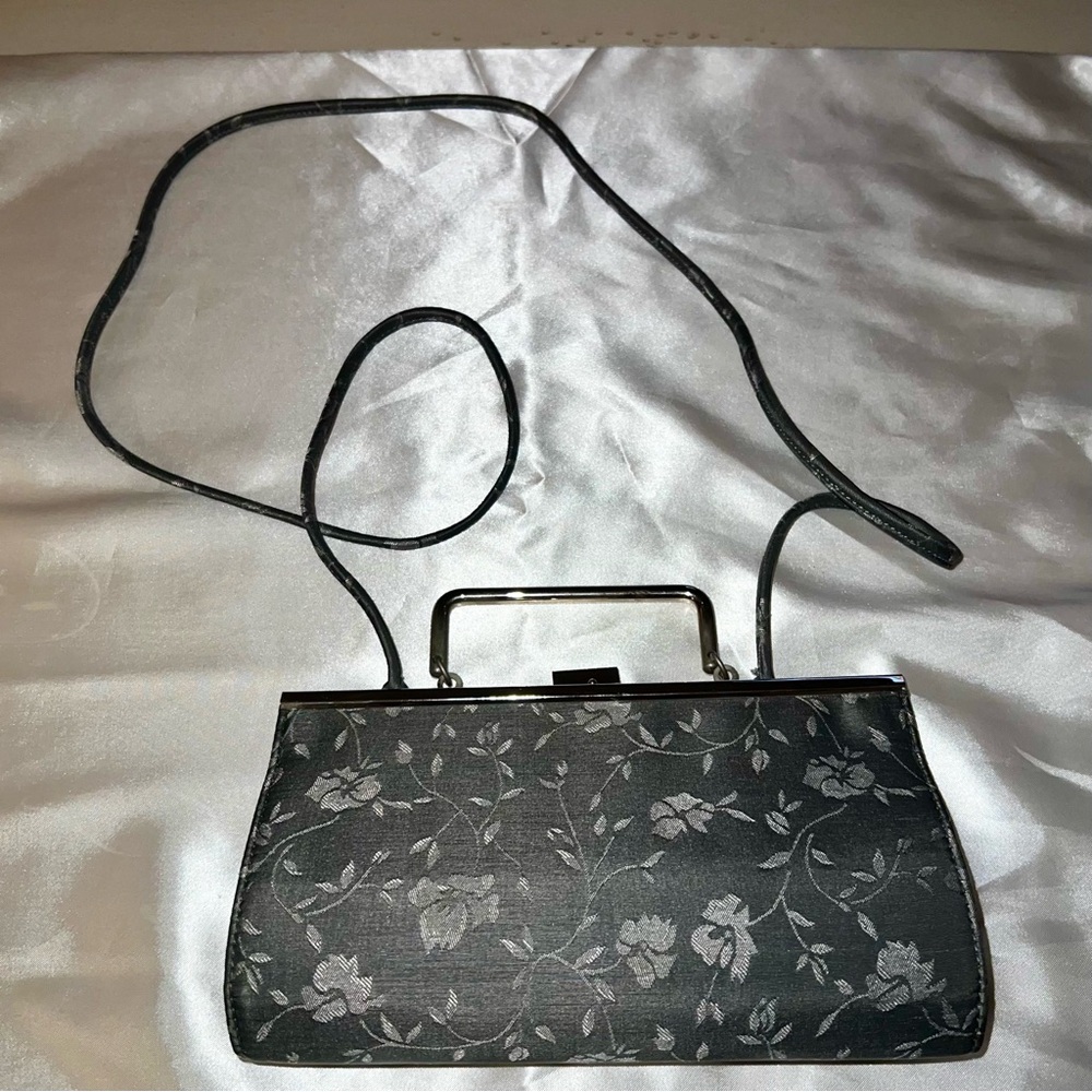 Liz Clairborne Elegant Floral Black Handbag Formal Evening Bag (Offers Welcome!)